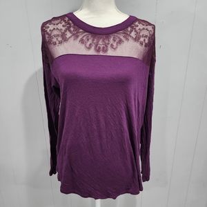 Old Navy Tunic Long Sleeve Lace Shoulder Size M